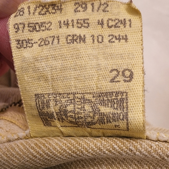 Vintage Lee Riveted yellow 5 pocket jeans SZ 8 Long - Picture 6 of 6